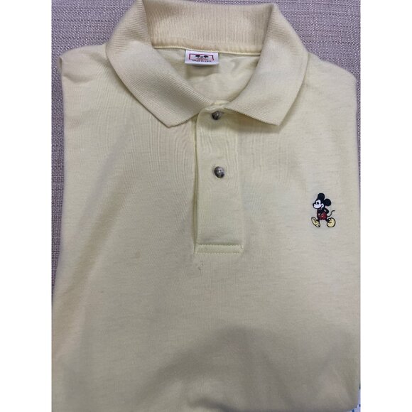 Disney Wear Men's Yellow Polo with Mickey Emblem Size L SKU 1228 - Picture 4 of 5